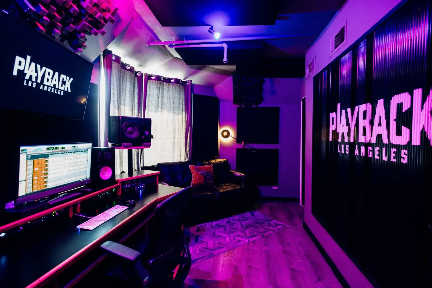 Studio B acoustic panels and room setup